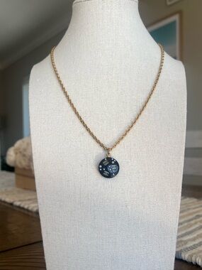 Authentic Vintage Chanel 1995 Spring 95P Galaxy Pearl Coco Mark Pendant Necklace